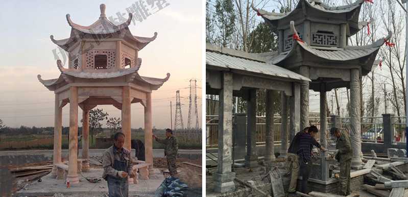 中式大理石涼亭安裝，石雕景觀亭子工廠，中式?jīng)鐾S家