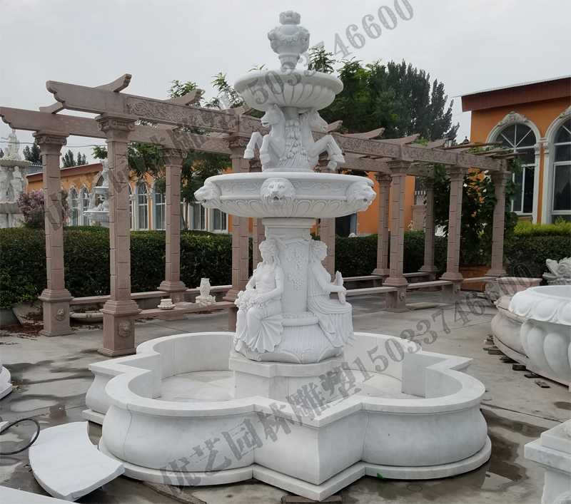 大理石噴泉，歐式人物動物噴泉，室外景觀噴泉定制