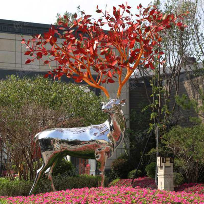 不銹鋼鹿，不銹鋼雕塑，不銹鋼鹿定制