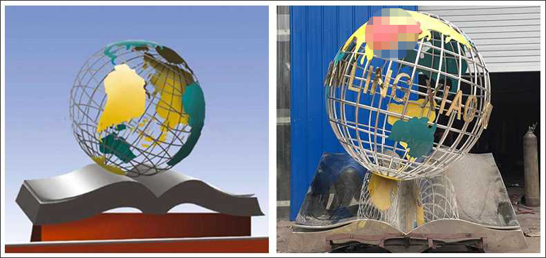 不銹鋼地球，景觀地球雕塑，學(xué)校地球儀擺件