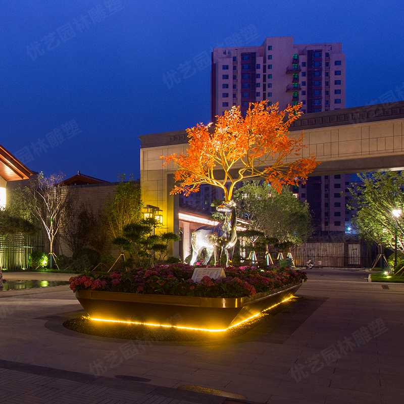 不銹鋼鹿，不銹鋼雕塑廠家，定制不銹鋼雕塑