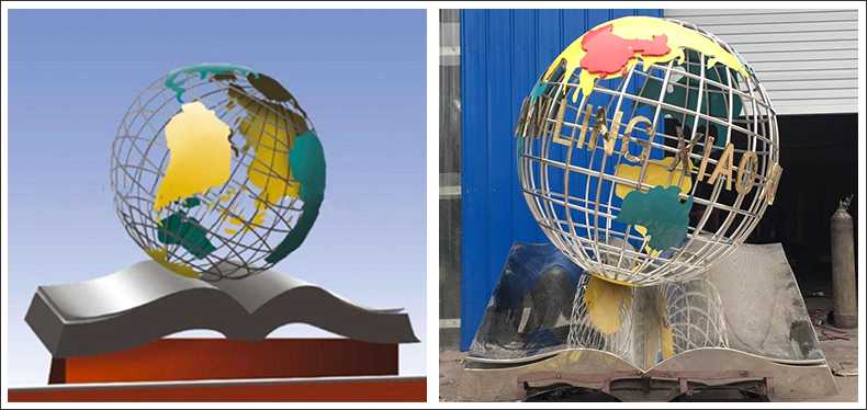 不銹鋼地球，景觀地球雕塑，學(xué)校地球儀擺件