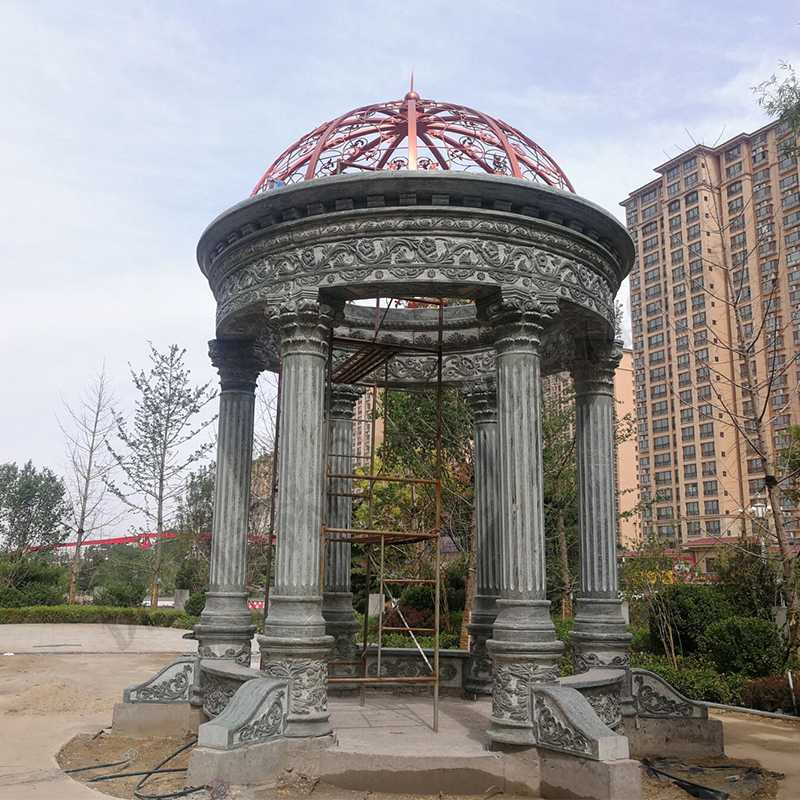 歐式景觀涼亭，小區(qū)花園休息亭子，石雕景觀亭子，綠色景觀涼亭1.jpg