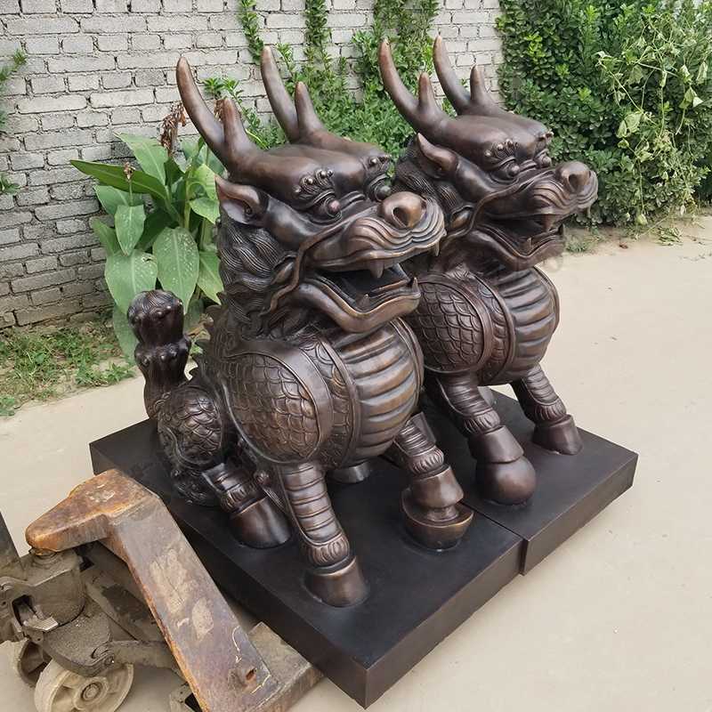 銅麒麟雕塑，銅麒麟擺件，鎮(zhèn)宅風水麒麟