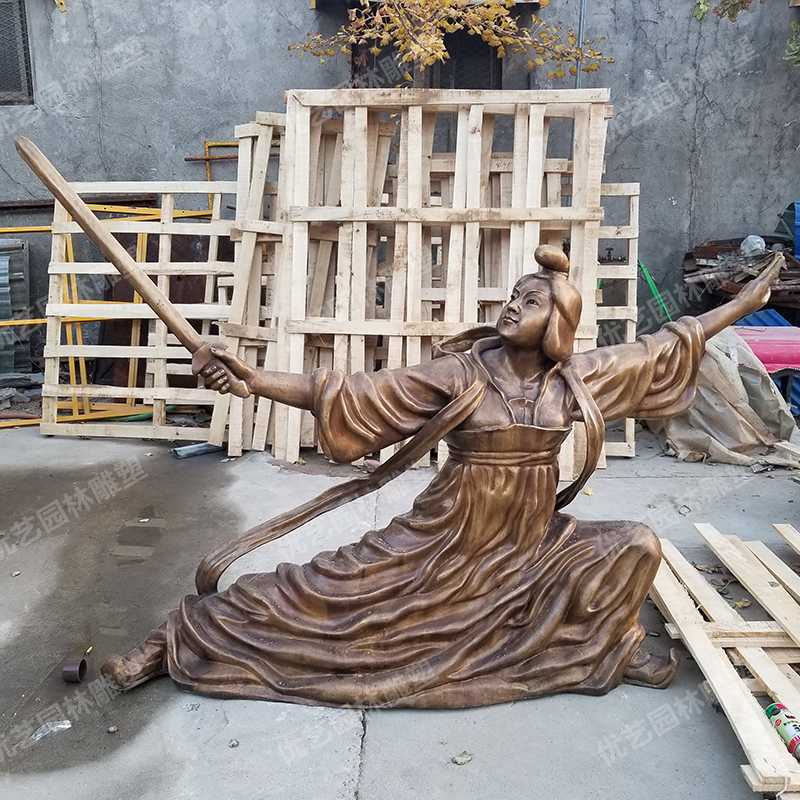 銅舞劍人物雕塑，古代銅人物雕塑